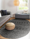 Marrakesh Lattice Collection Area Rug - Casablanca (Charcoal Gray) Oval Charcoal Gray  lifestyle 51