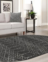 Marrakesh Lattice Collection Area Rug - Casablanca (Charcoal Gray) Oval Charcoal Gray  lifestyle 53