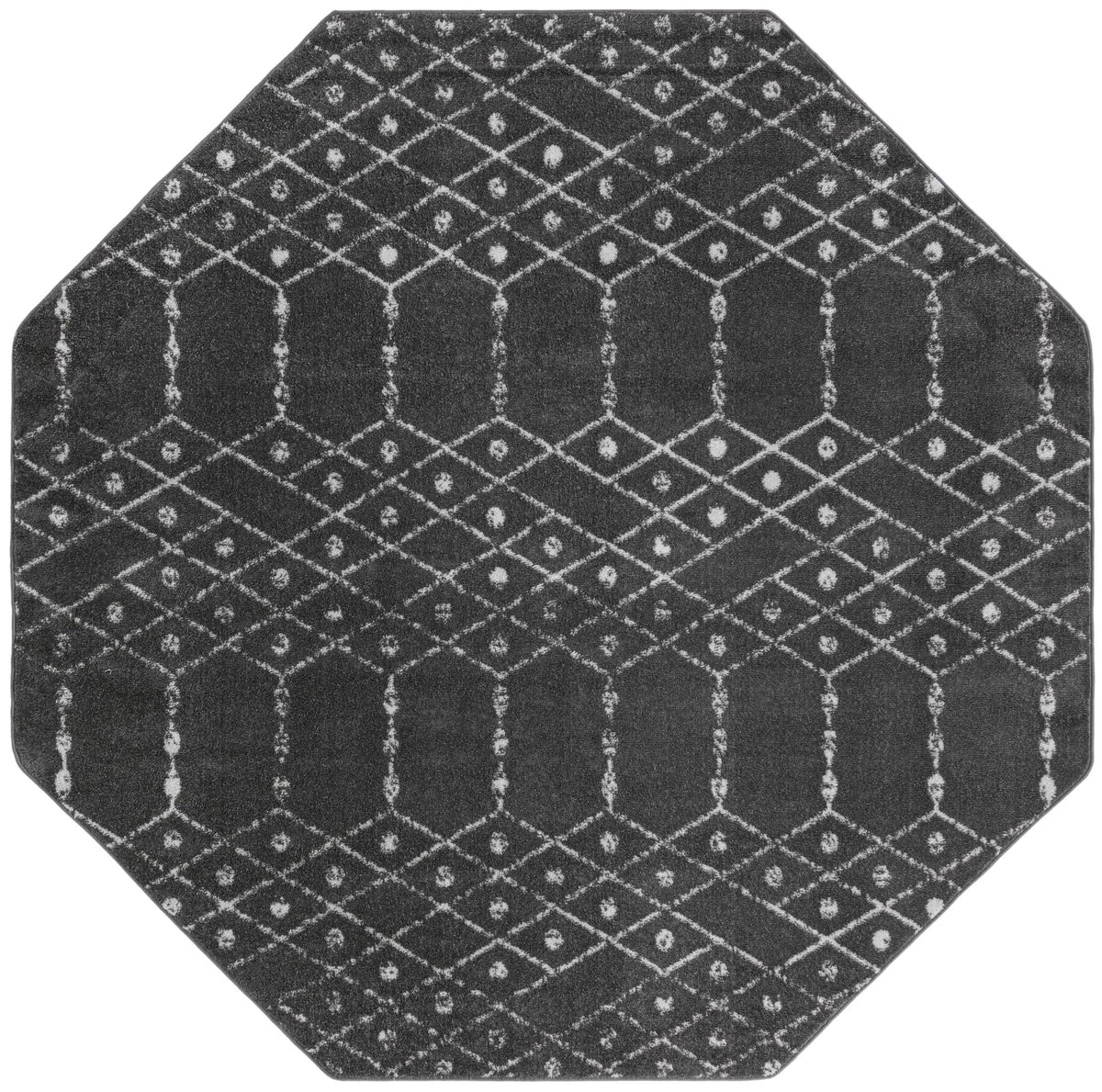 Marrakesh Lattice Collection Area Rug - Casablanca (Charcoal Gray) Octagon Charcoal Gray  lifestyle 27