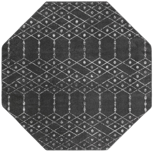 Marrakesh Lattice Collection Area Rug - Casablanca (Charcoal Gray) Octagon Charcoal Gray  lifestyle 27