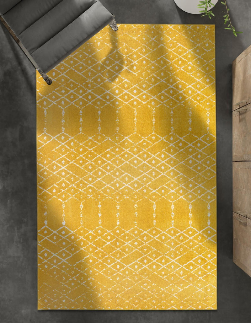 Marrakesh Lattice Collection Area Rug - Casablanca (Yellow) Rectangle Yellow  lifestyle 13
