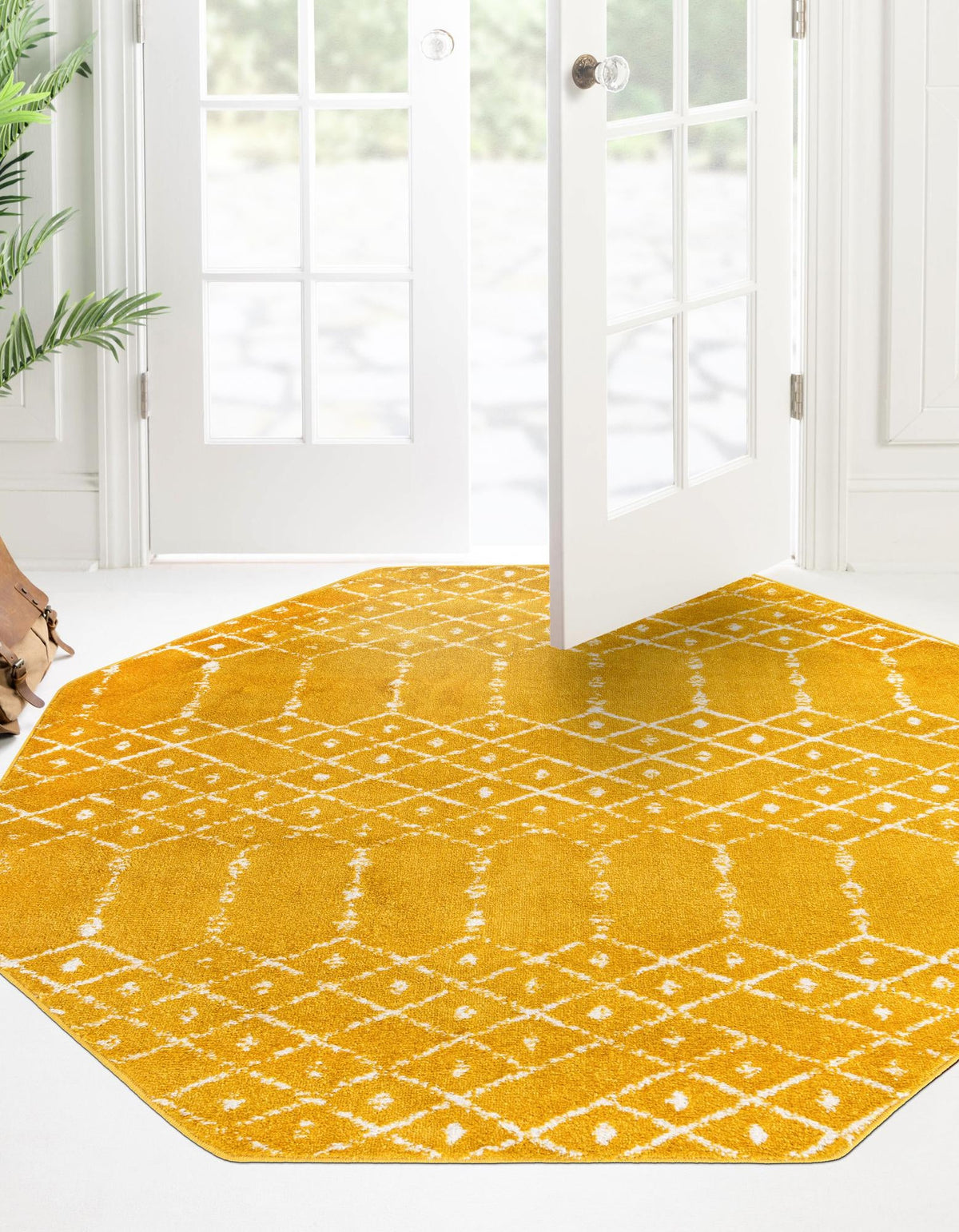 Marrakesh Lattice Collection Area Rug - Casablanca (Yellow) Octagon Yellow  lifestyle 34