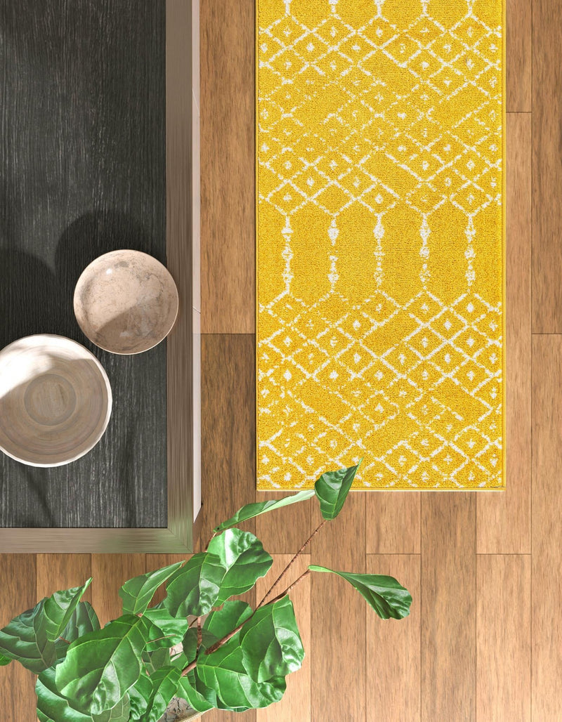 Marrakesh Lattice Collection Area Rug - Casablanca (Yellow) Runner Yellow  lifestyle 66