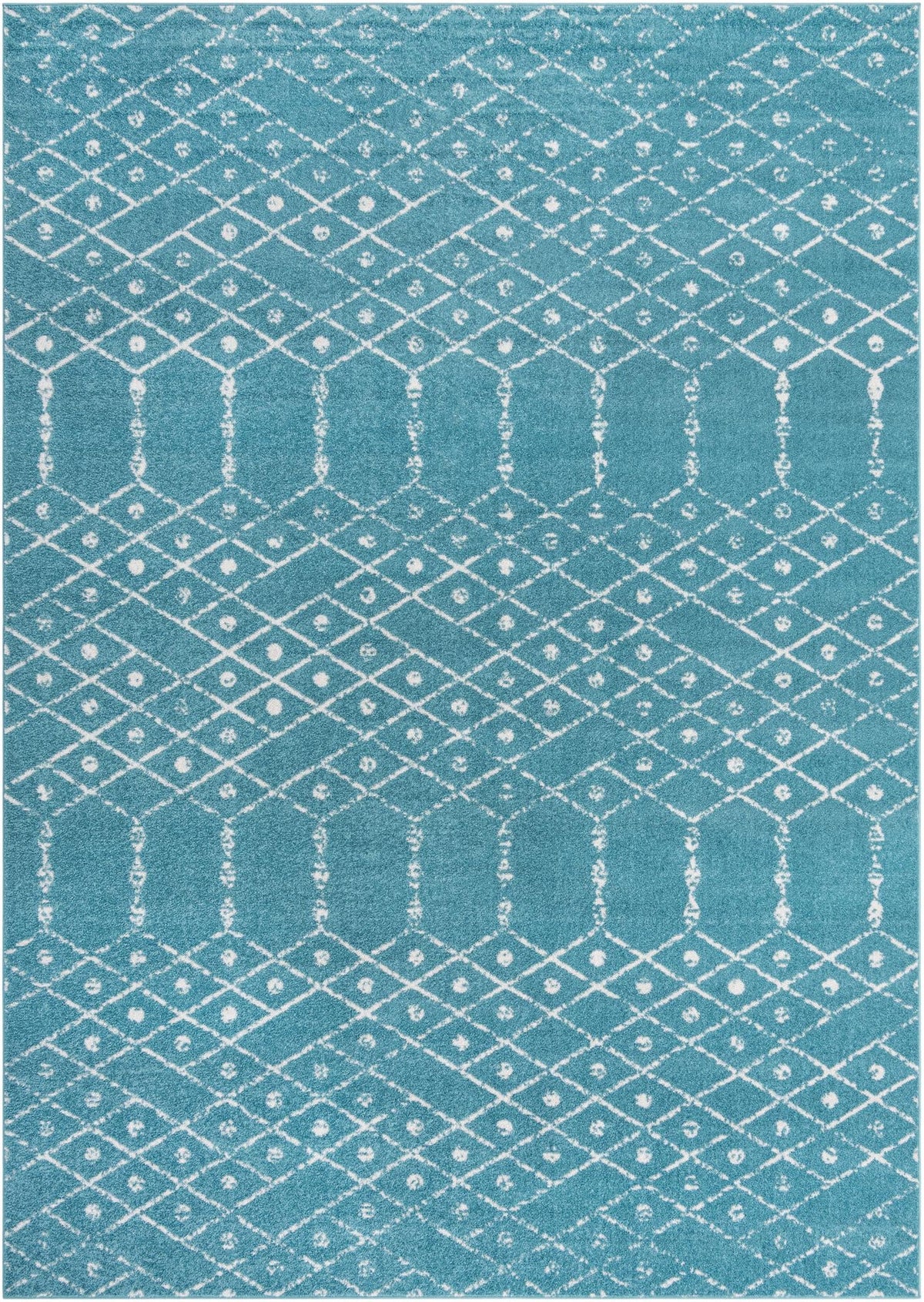 Marrakesh Lattice Collection Area Rug - Casablanca (Teal blue) Rectangle Teal blue Main