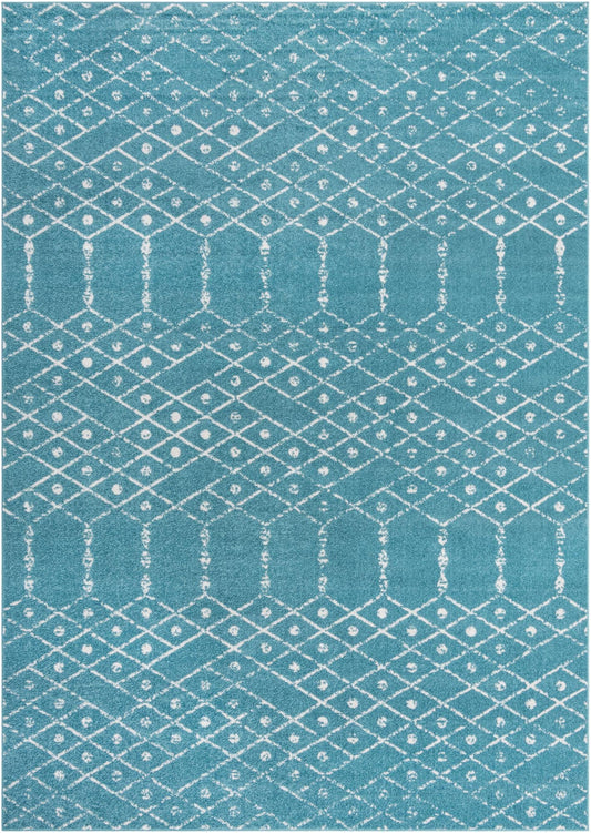 Marrakesh Lattice Collection Area Rug - Casablanca (Teal blue) Rectangle Teal blue Main