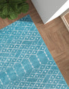 Marrakesh Lattice Collection Area Rug - Casablanca (Teal blue) Rectangle Teal blue  lifestyle 12