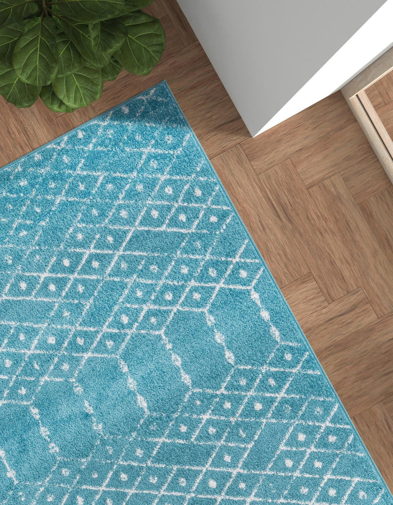 Marrakesh Lattice Collection Area Rug - Casablanca (Teal blue) Rectangle Teal blue  lifestyle 12