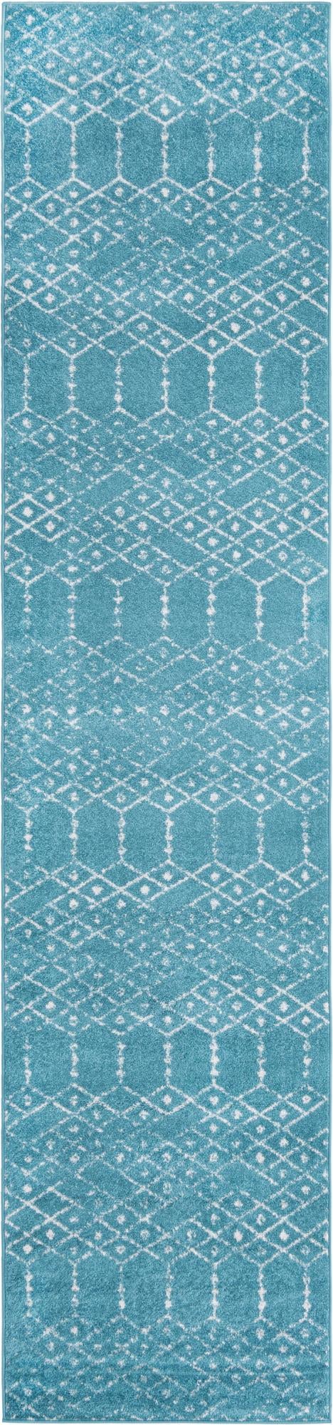 Marrakesh Lattice Collection Area Rug - Casablanca (Teal blue) Runner Teal blue  lifestyle 49