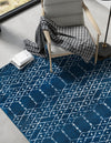 Marrakesh Lattice Collection Area Rug - Casablanca (Navy Blue) Rectangle Navy Blue  lifestyle 12