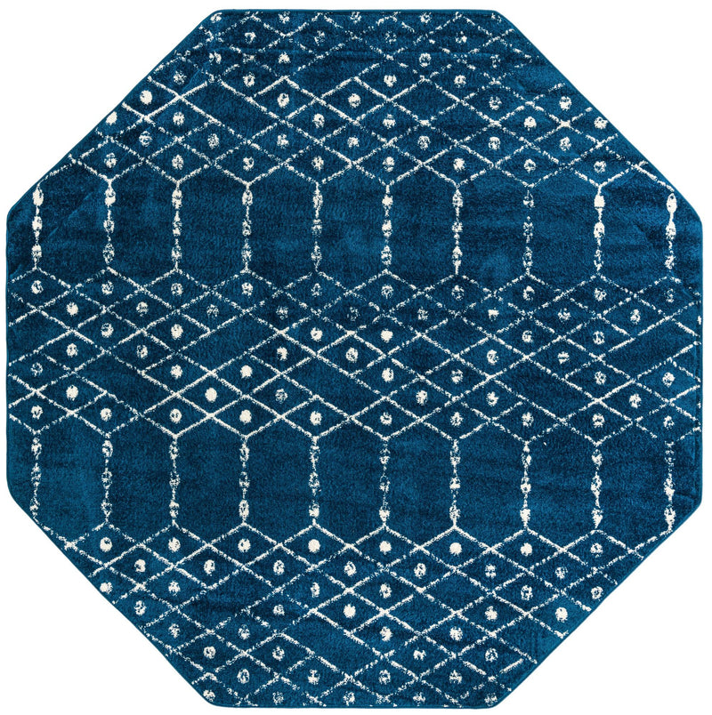 Marrakesh Lattice Collection Area Rug - Casablanca (Navy Blue) Octagon Navy Blue  lifestyle 27