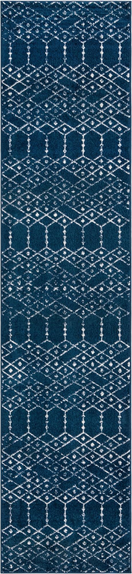 Marrakesh Lattice Collection Area Rug - Casablanca (Navy Blue) Runner Navy Blue  lifestyle 47