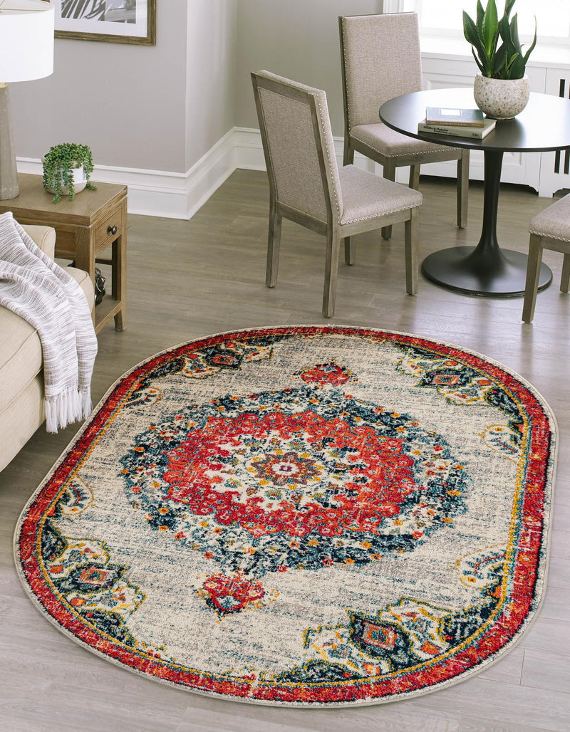 Brighton Terrace Collection Area Rug - Hove (Ivory) Oval Ivory  lifestyle 24
