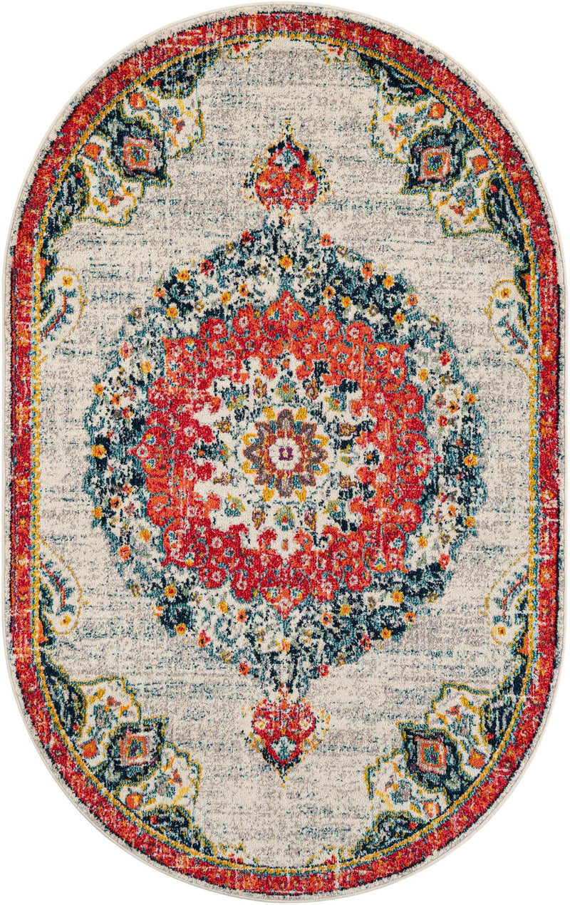 Brighton Terrace Collection Area Rug - Hove (Ivory) Oval Ivory  lifestyle 19