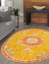 Brighton Terrace Collection Area Rug - Hove (Gold) Oval Gold  lifestyle 47