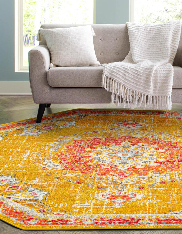 Brighton Terrace Collection Area Rug - Hove (Gold) Octagon Gold  lifestyle 54