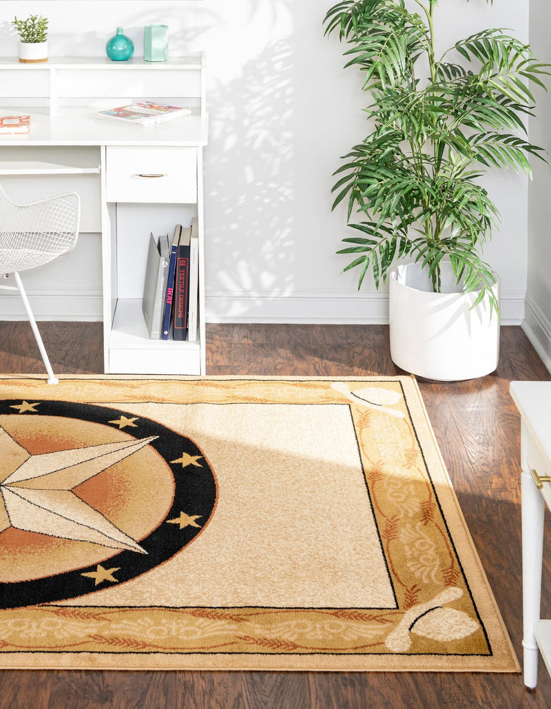 Frontier Trails Collection Area Rug - Redwood Rectangle Ivory Brown  lifestyle 4