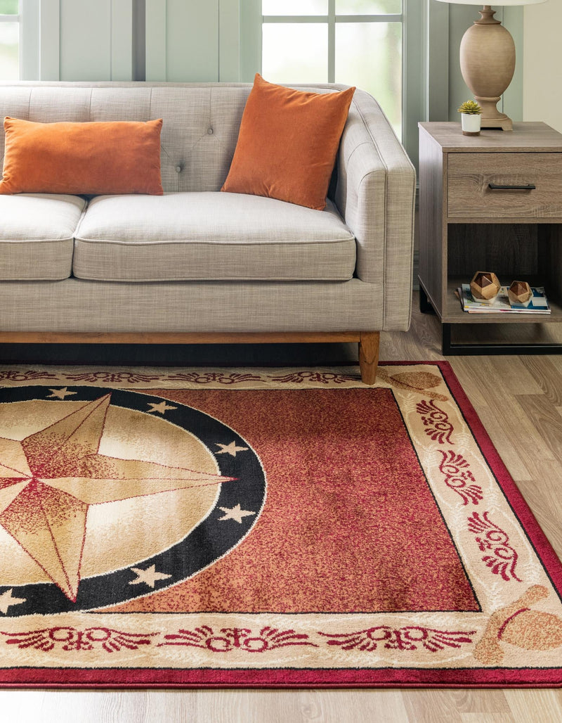 Frontier Trails Collection Area Rug - Redwood Rectangle Red  lifestyle 6