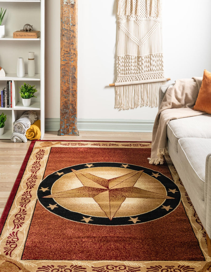 Frontier Trails Collection Area Rug - Redwood Rectangle Red  lifestyle 10