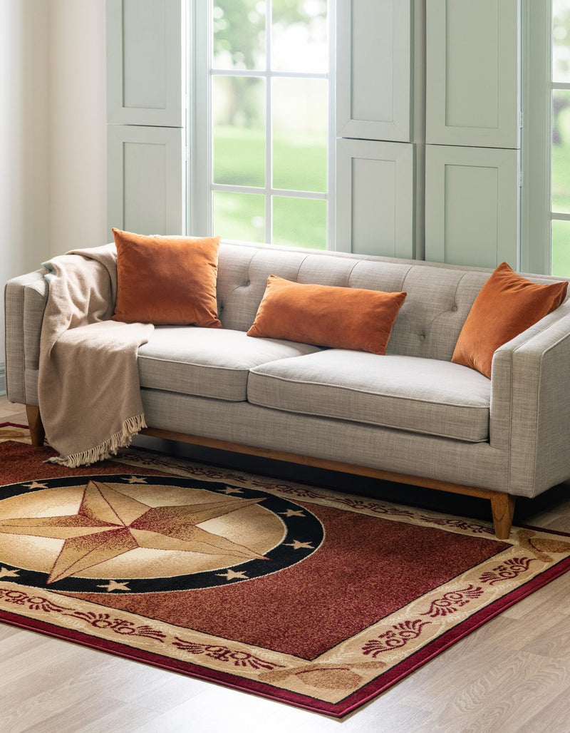 Frontier Trails Collection Area Rug - Redwood Rectangle Red  lifestyle 13