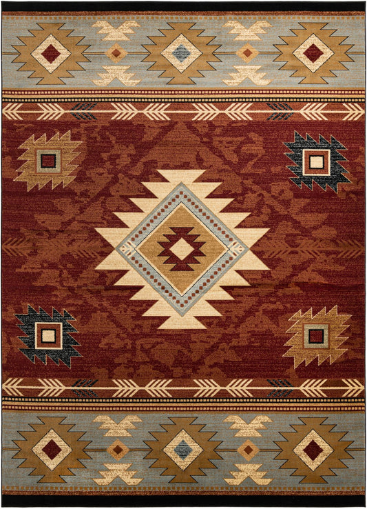 Frontier Trails Collection Area Rug -  Evergreen Rectangle Red Main