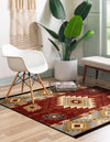Frontier Trails Collection Area Rug -  Evergreen Square Red  lifestyle 54