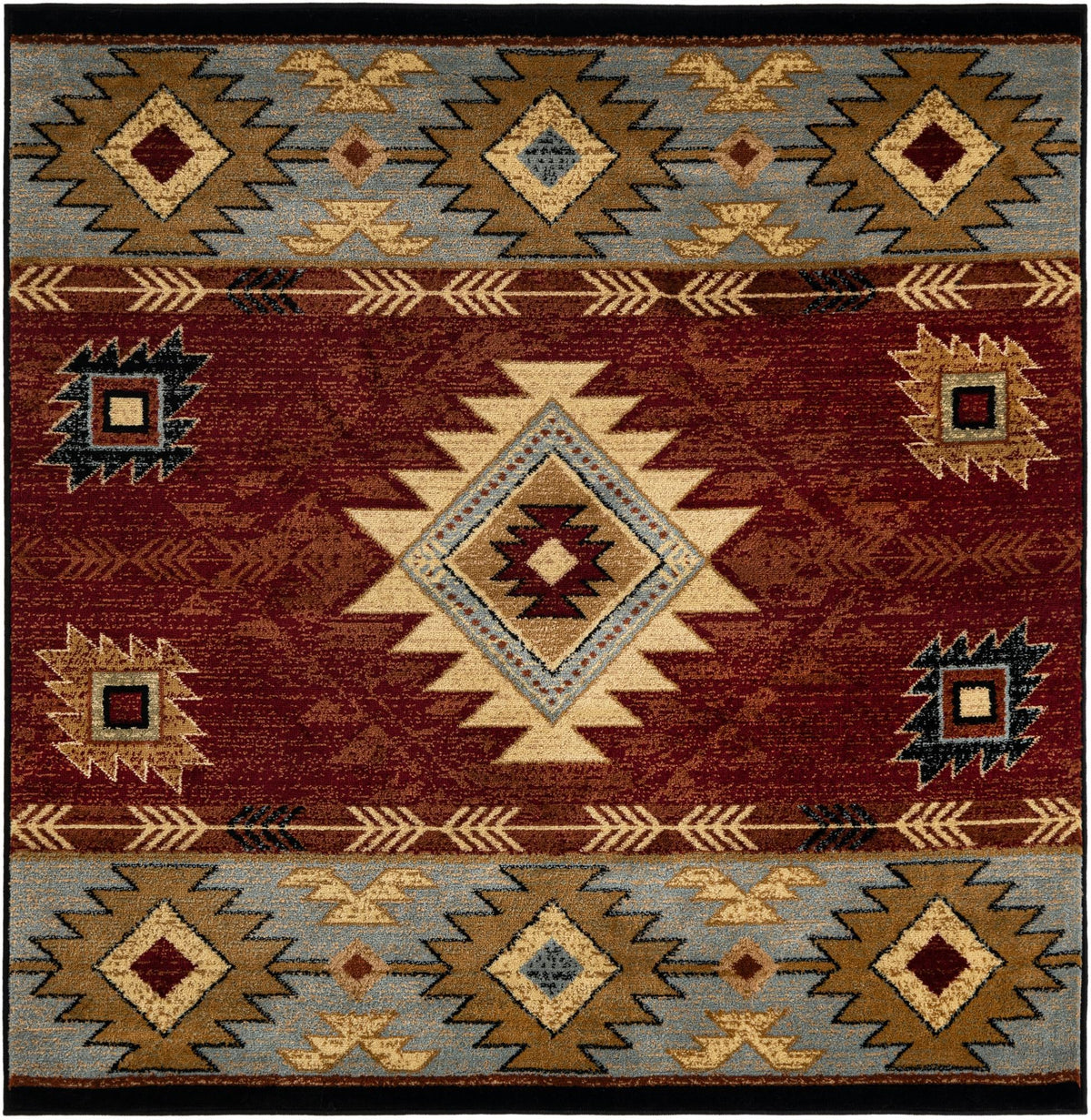 Frontier Trails Collection Area Rug -  Evergreen Square Red  lifestyle 39