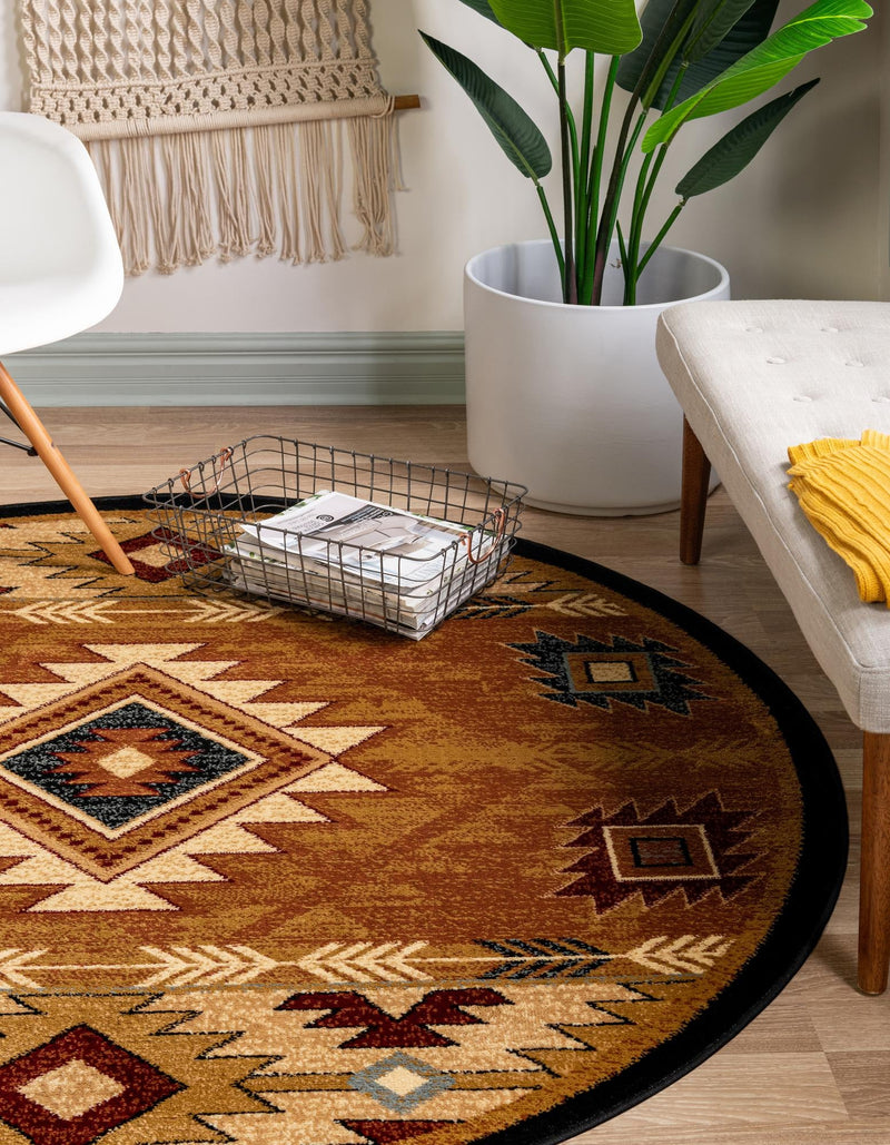 Frontier Trails Collection Area Rug -  Evergreen Round Brick  lifestyle 44