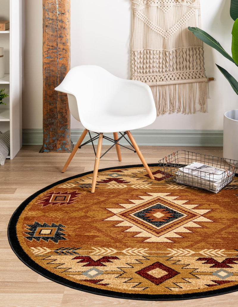 Frontier Trails Collection Area Rug -  Evergreen Round Brick  lifestyle 49