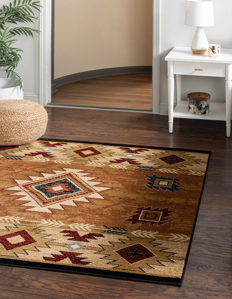 Frontier Trails Collection Area Rug -  Evergreen Square Brick  lifestyle 46