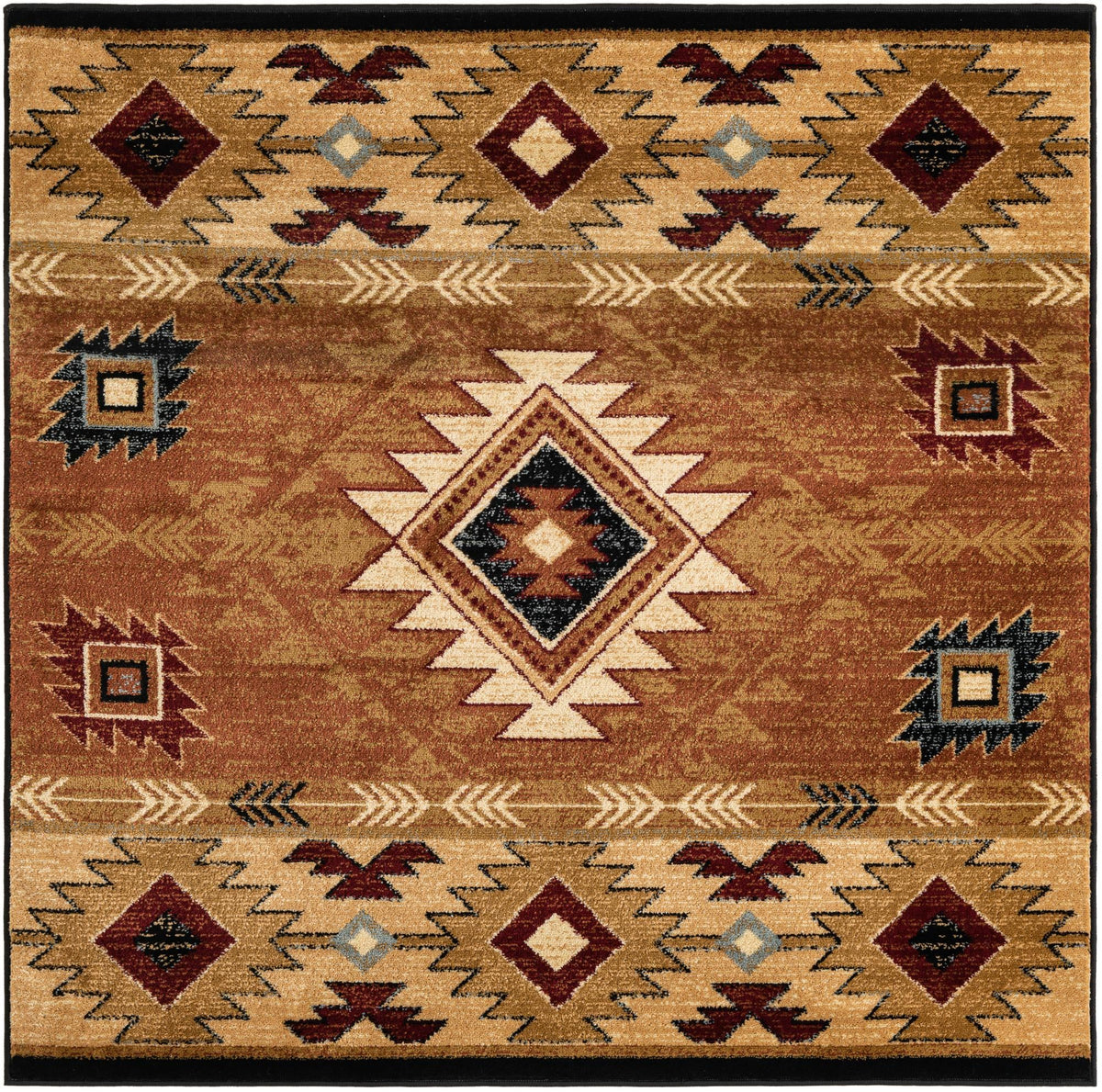 Frontier Trails Collection Area Rug -  Evergreen Square Brick Red  lifestyle 41
