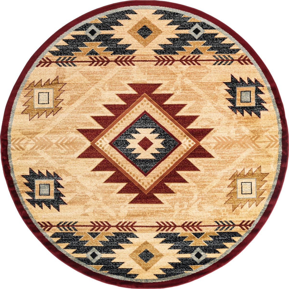 Frontier Trails Collection Area Rug -  Evergreen Round Ivory  lifestyle 40