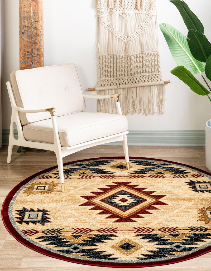 Frontier Trails Collection Area Rug -  Evergreen Round Ivory  lifestyle 62