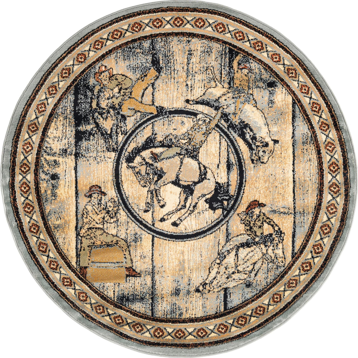 Frontier Trails Collection Area Rug -  Hickory Round Blue  lifestyle 19