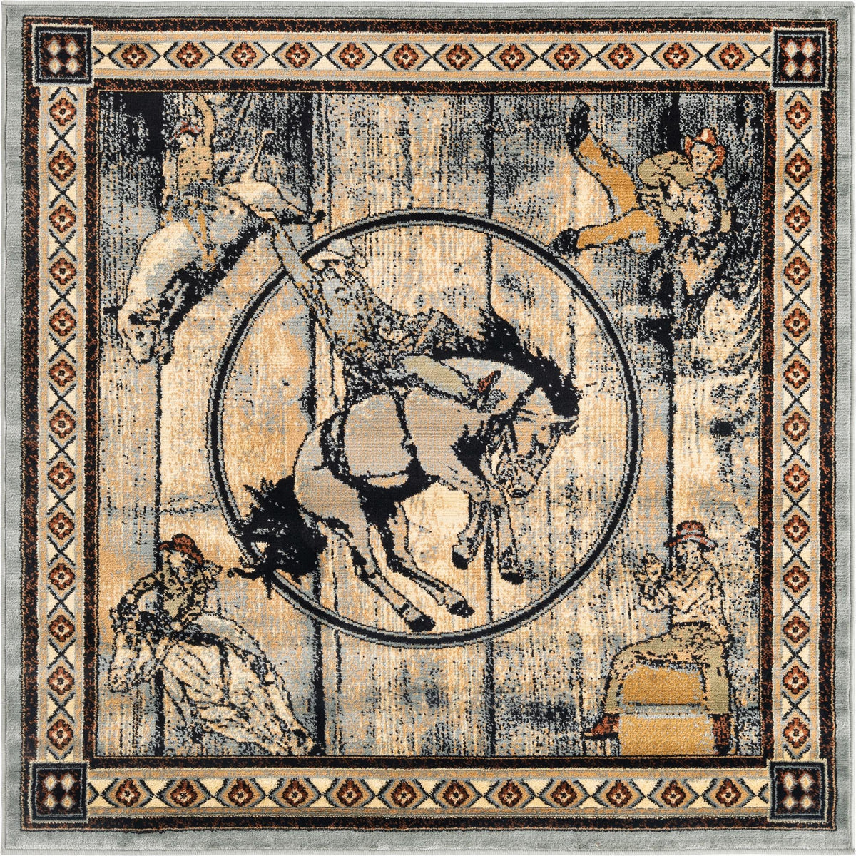 Frontier Trails Collection Area Rug -  Hickory Square Blue  lifestyle 34