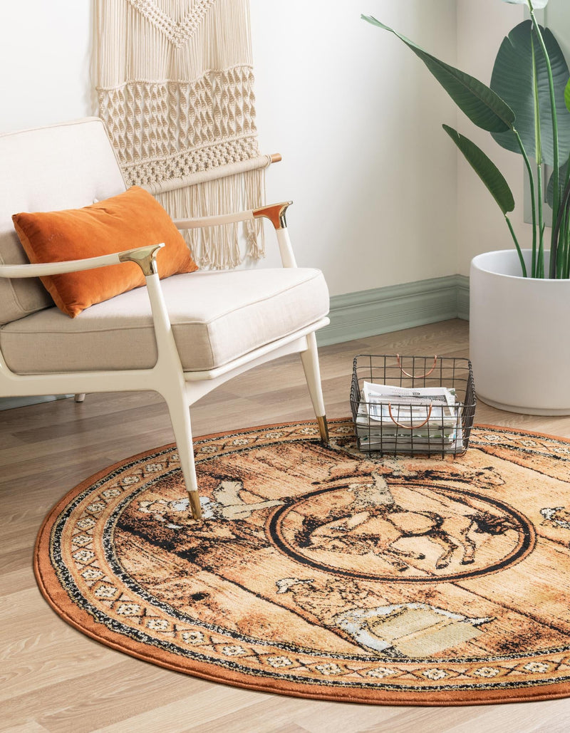 Frontier Trails Collection Area Rug -  Hickory Round Walnut  lifestyle 41