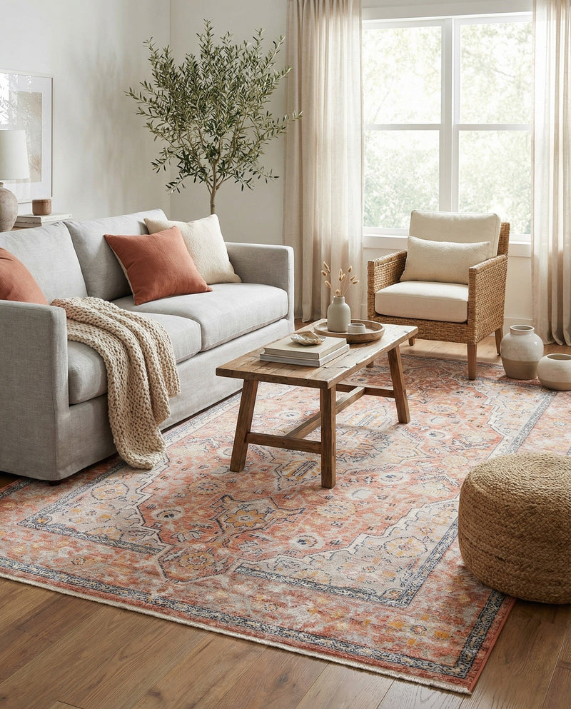 Seville Stripes Collection Area Rug - Cadiz (Brick Red) Rectangle Brick Red  lifestyle 15