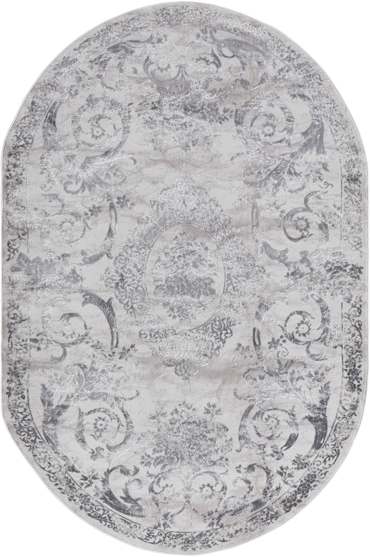 Bloomsbury Elegance Collection Area Rug - Mayfair Oval Gray  lifestyle 102