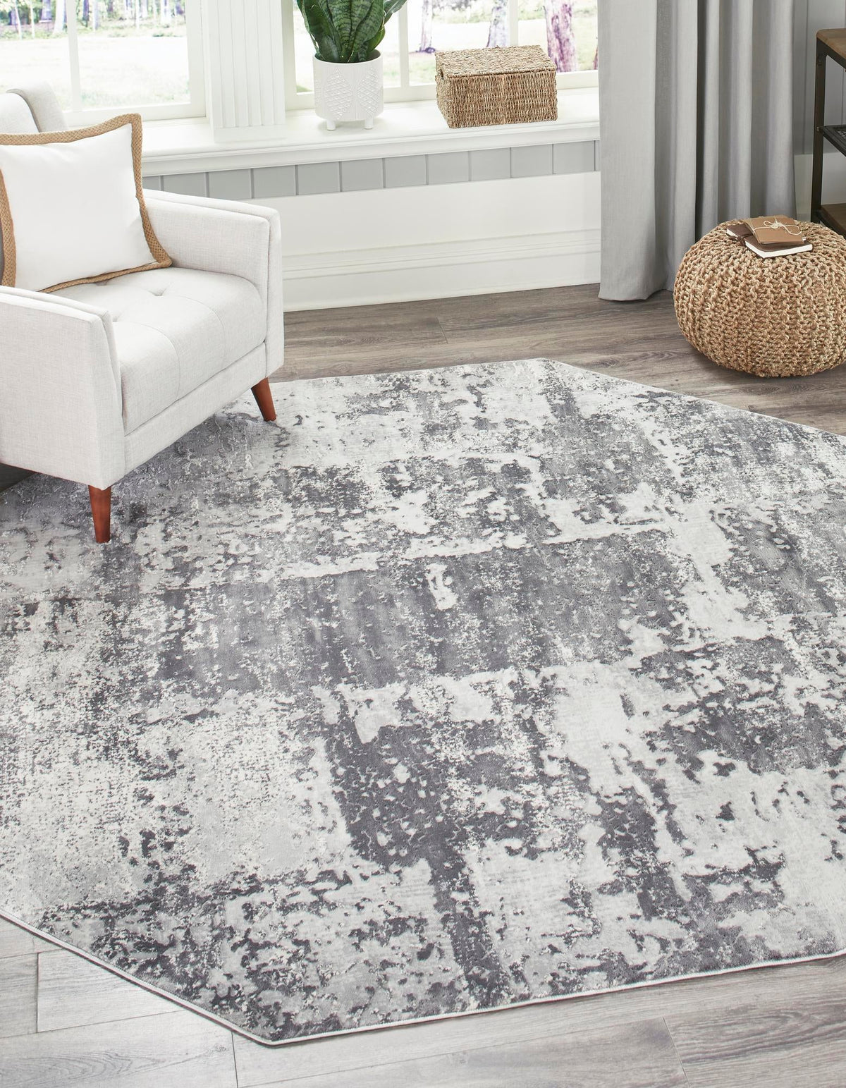 Bloomsbury Elegance Collection Area Rug -  Belgravia Octagon Gray  lifestyle 60