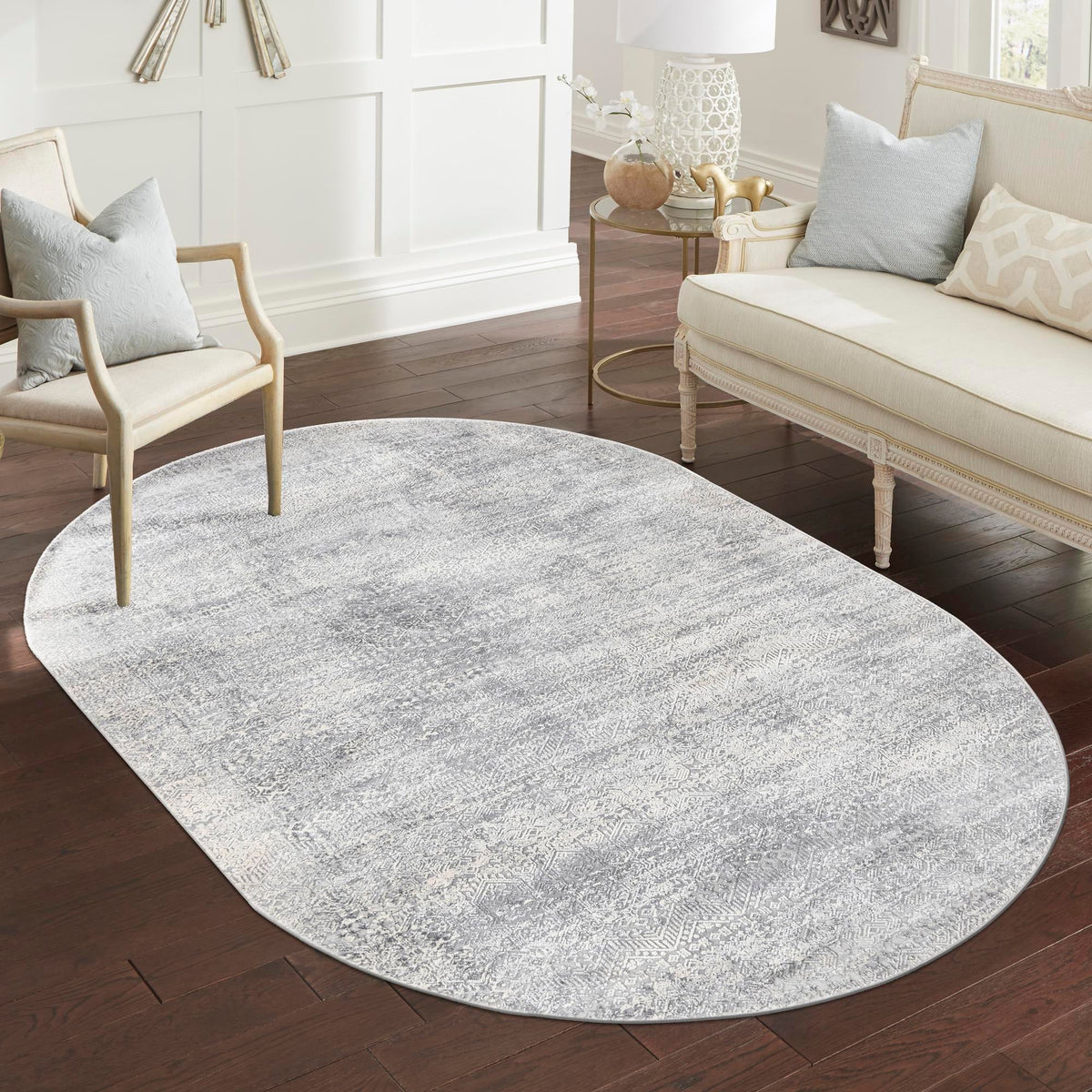 Bloomsbury Elegance Collection Area Rug -  Pimlico Oval Gray  lifestyle 120