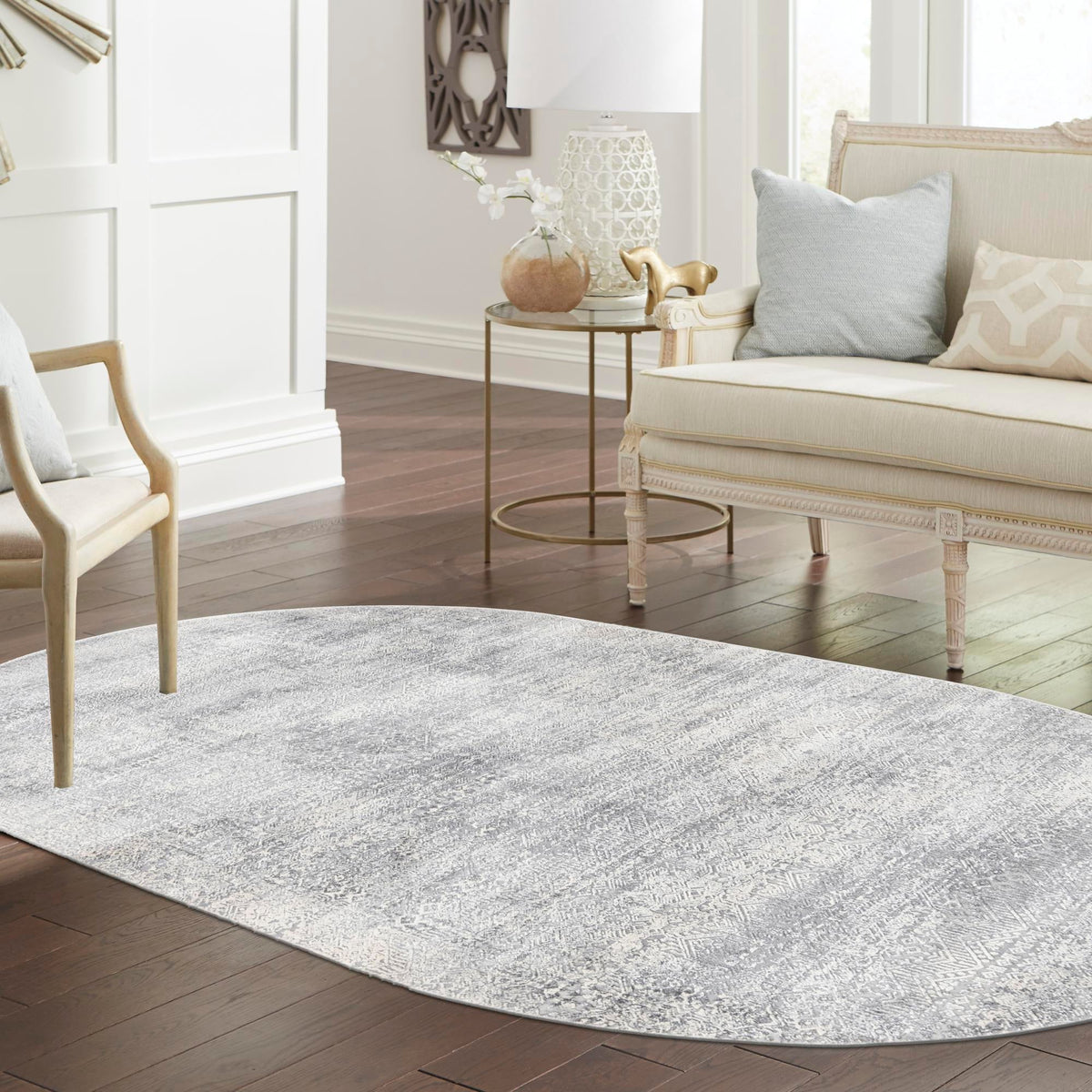 Bloomsbury Elegance Collection Area Rug -  Pimlico Oval Gray  lifestyle 123