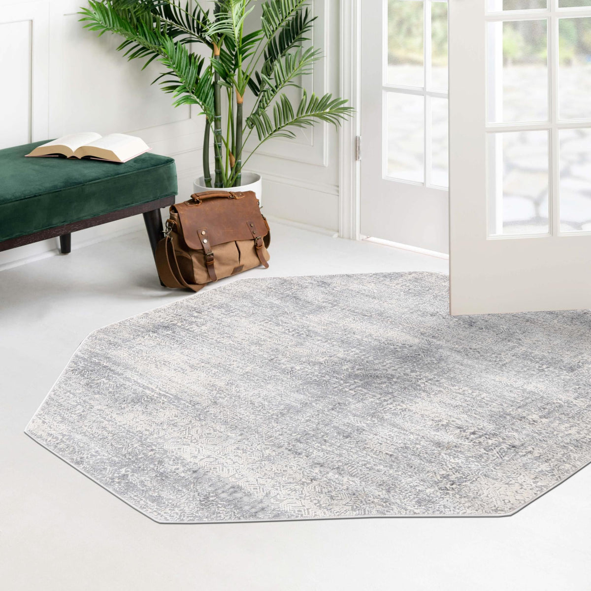 Bloomsbury Elegance Collection Area Rug -  Pimlico Octagon Gray  lifestyle 77