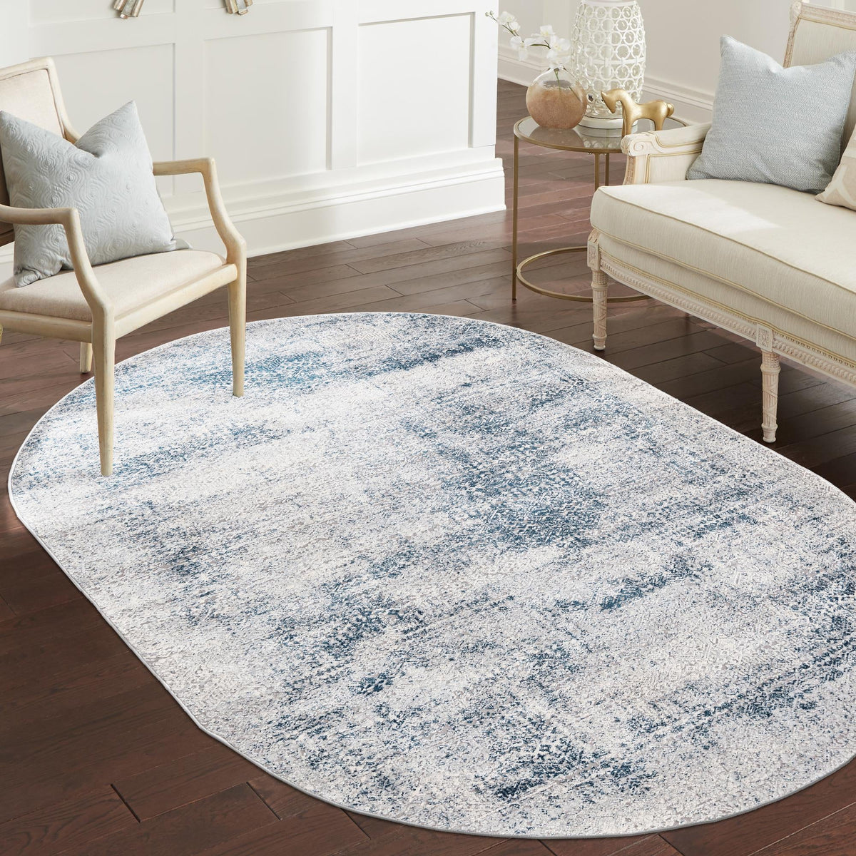 Bloomsbury Elegance Collection Area Rug -  Pimlico Oval Blue  lifestyle 73