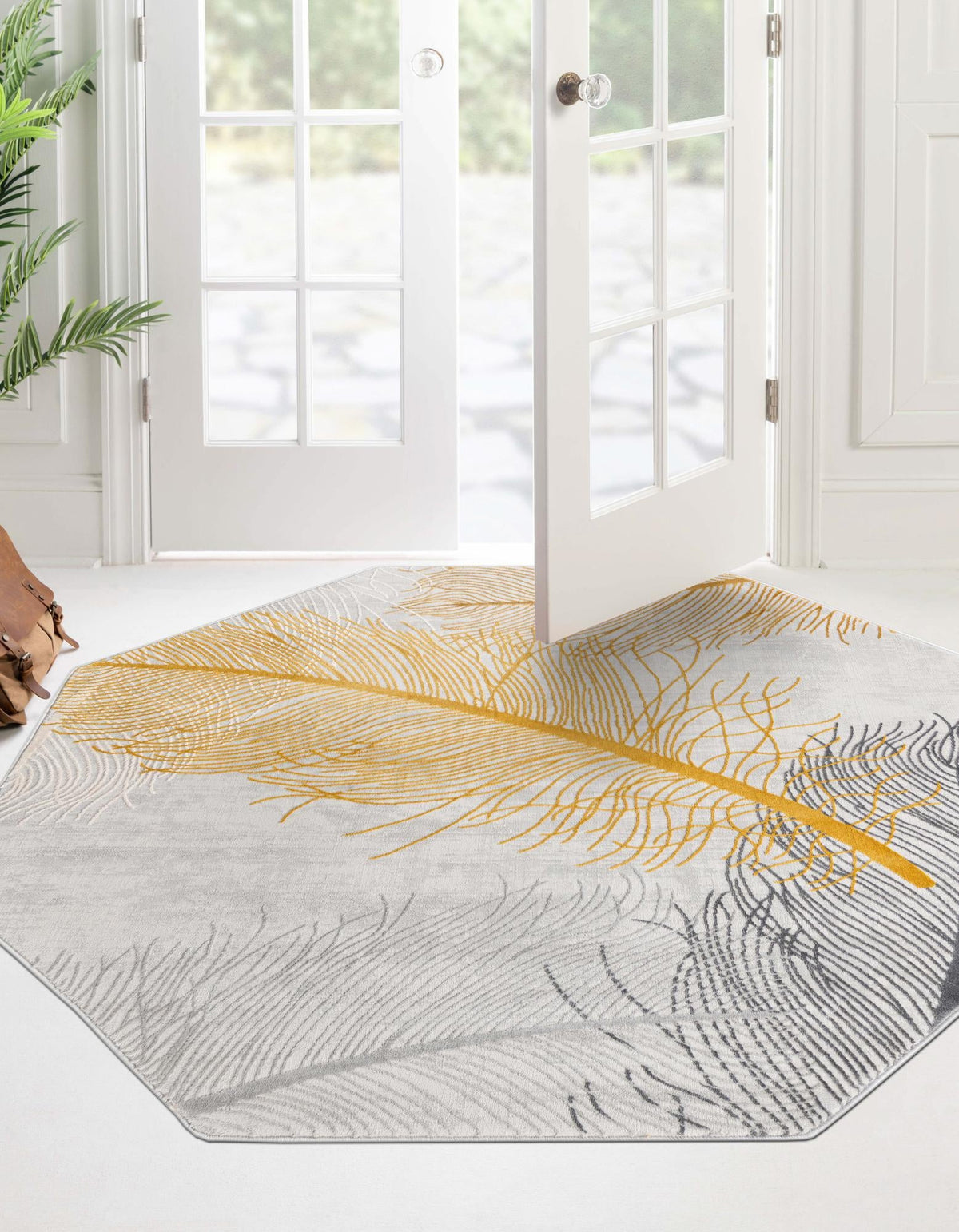 Bloomsbury Elegance Collection Area Rug -  Westminster Octagon Yellow Gray  lifestyle 51