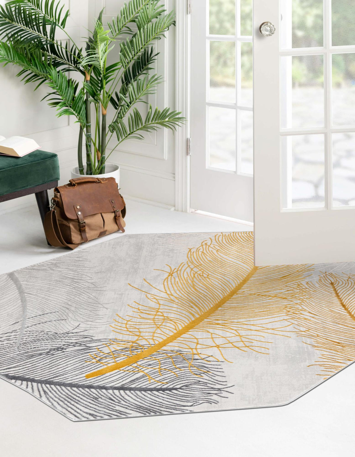 Bloomsbury Elegance Collection Area Rug -  Westminster Octagon Yellow Gray  lifestyle 58