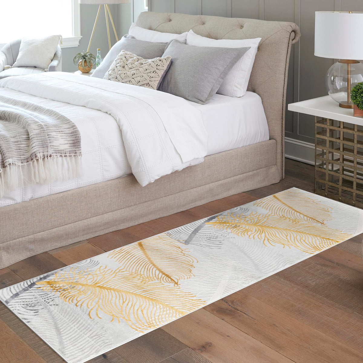 Bloomsbury Elegance Collection Area Rug -  Westminster Runner Yellow Gray  lifestyle 147