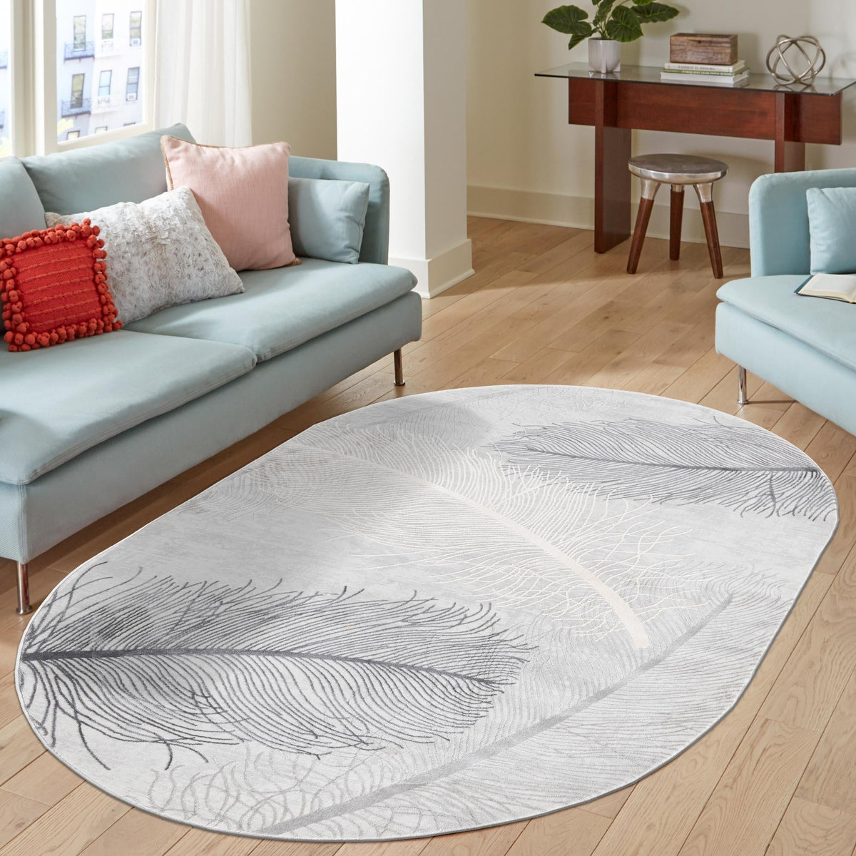 Bloomsbury Elegance Collection Area Rug -  Westminster Oval Gray  lifestyle 109
