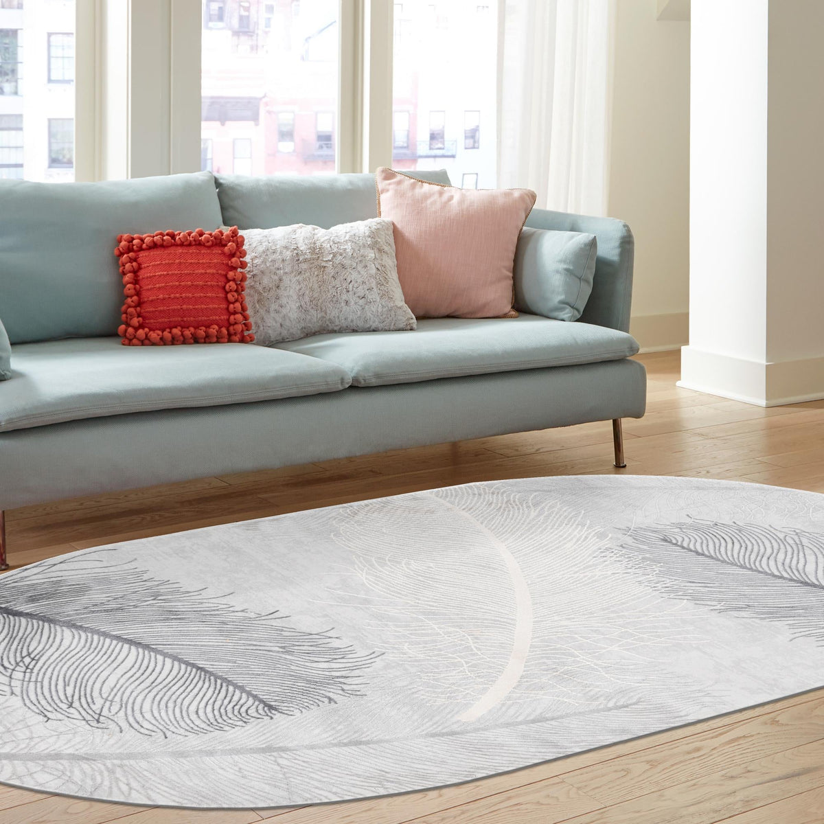 Bloomsbury Elegance Collection Area Rug -  Westminster Oval Gray  lifestyle 116