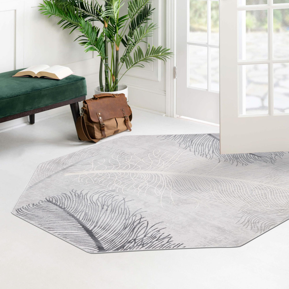 Bloomsbury Elegance Collection Area Rug -  Westminster Octagon Gray  lifestyle 149