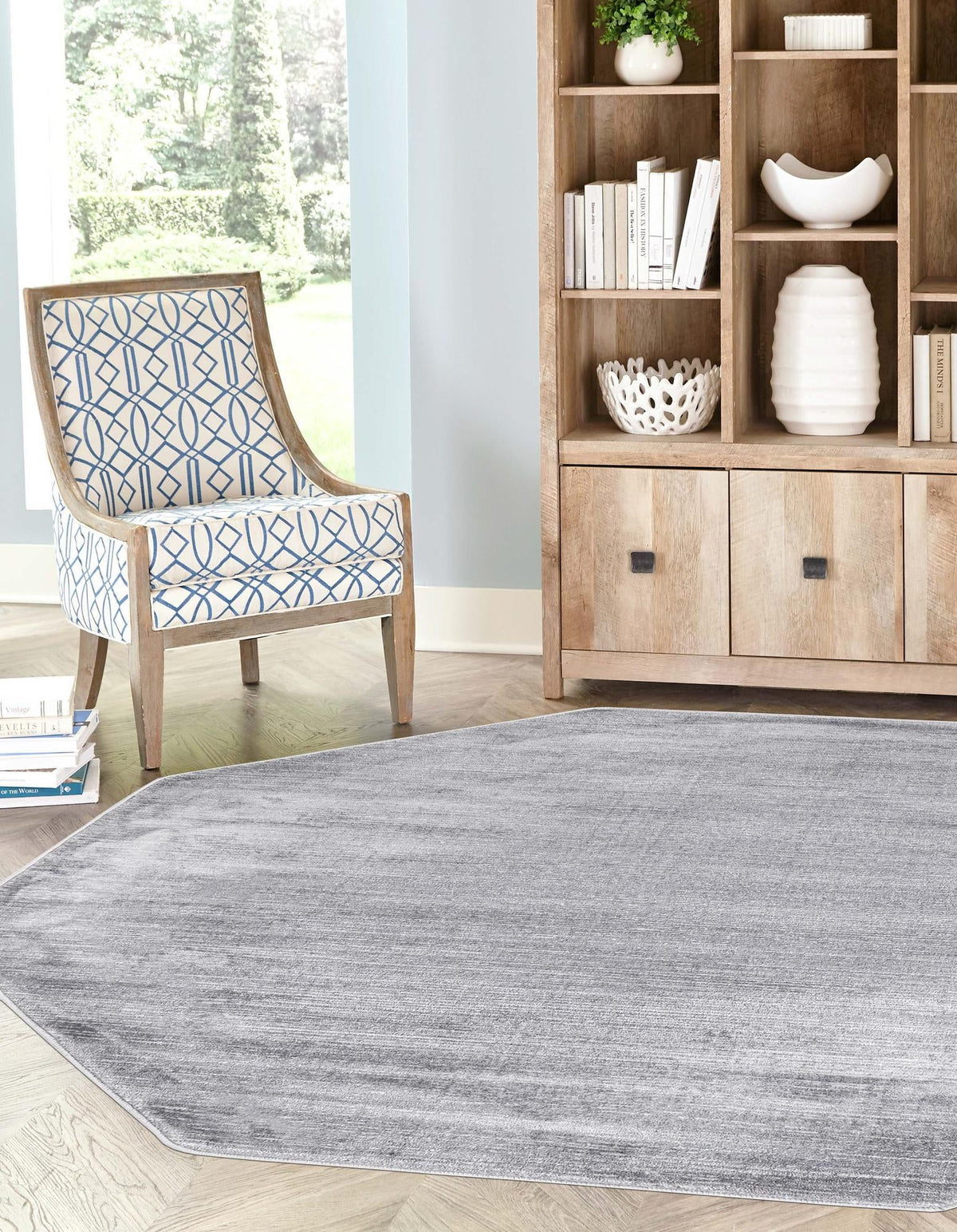 Bloomsbury Elegance Collection Area Rug -  Kensington (Gray) Octagon Gray  lifestyle 23