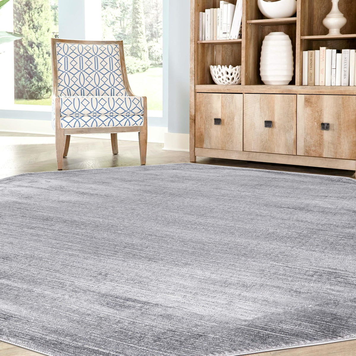 Bloomsbury Elegance Collection Area Rug -  Kensington (Gray) Octagon Gray  lifestyle 94